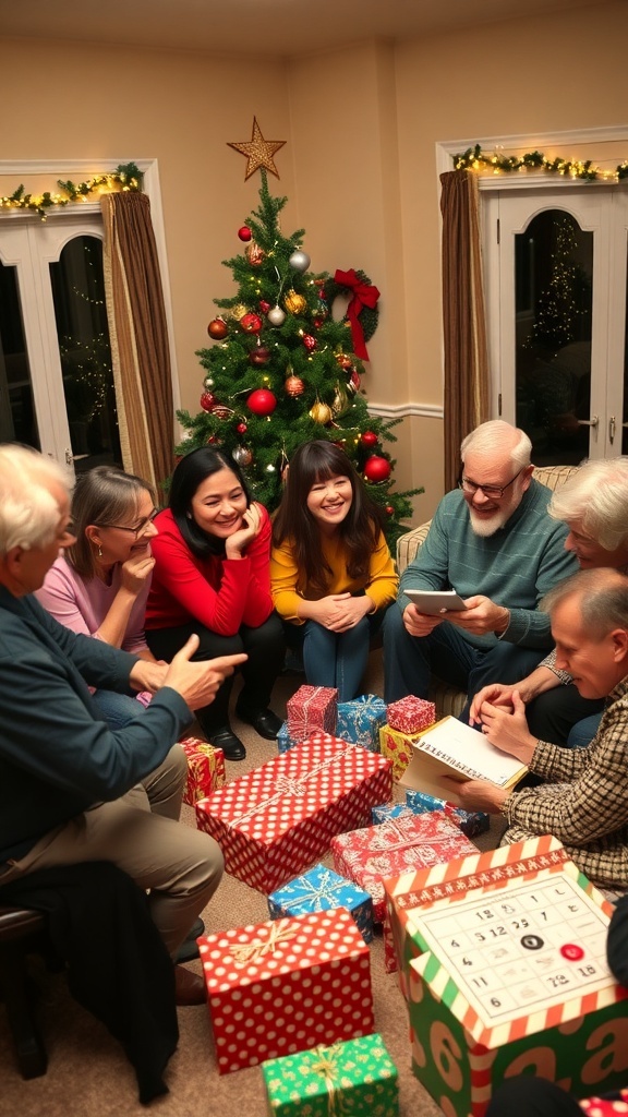 Engaging Christmas Party Games for All Ages A joyful Christmas party with people playing games and celebrating together.
